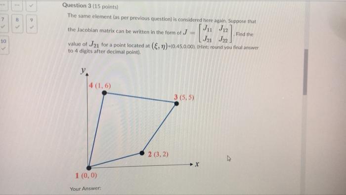 Solved Question 4 15 points The same element as per previous | Chegg.com