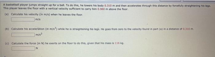 Solved A basketball player jumps straight up for a ball. To | Chegg.com