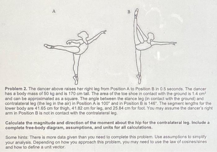 Solved Problem 2. The dancer above raises her right leg from | Chegg.com
