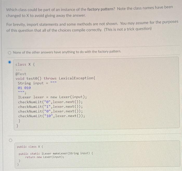 Solved Which class could be part of an instance of the | Chegg.com