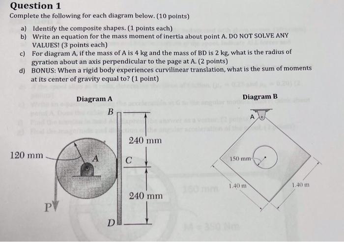 Solved Question 1 Complete the following for each diagram | Chegg.com