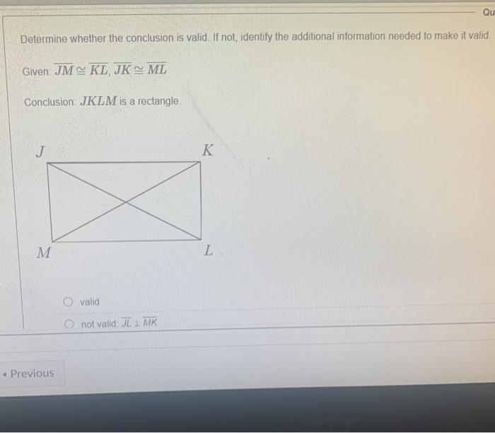 Solved Qu Determine whether the conclusion is valid. If not | Chegg.com