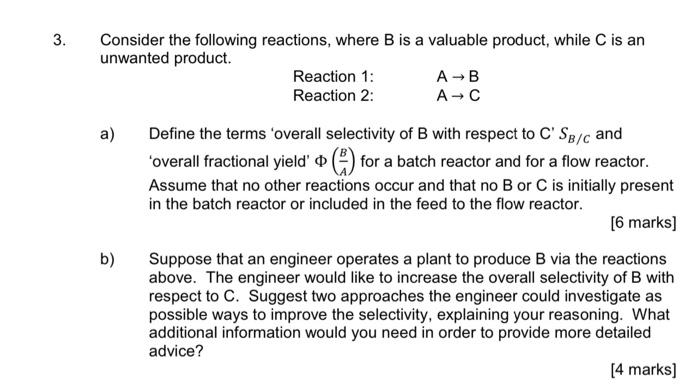 Solved 3. Consider the following reactions, where B is a | Chegg.com