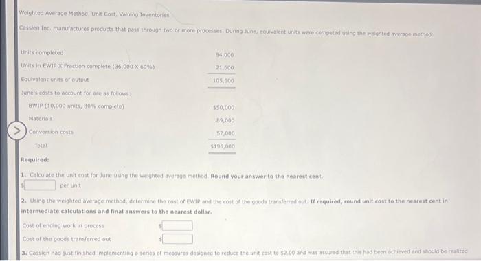 Solved Weighted Average Method, Unit Cost. Vouing | Chegg.com