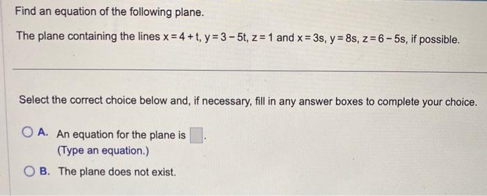 Solved Find an equation of the following plane. The plane | Chegg.com