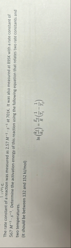Solved The rate constant of a reaction was measured as | Chegg.com