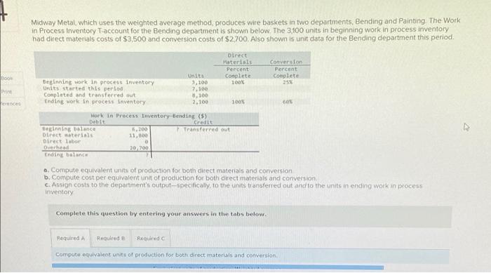 Solved Midway Metal, which uses the weighted average method, | Chegg.com