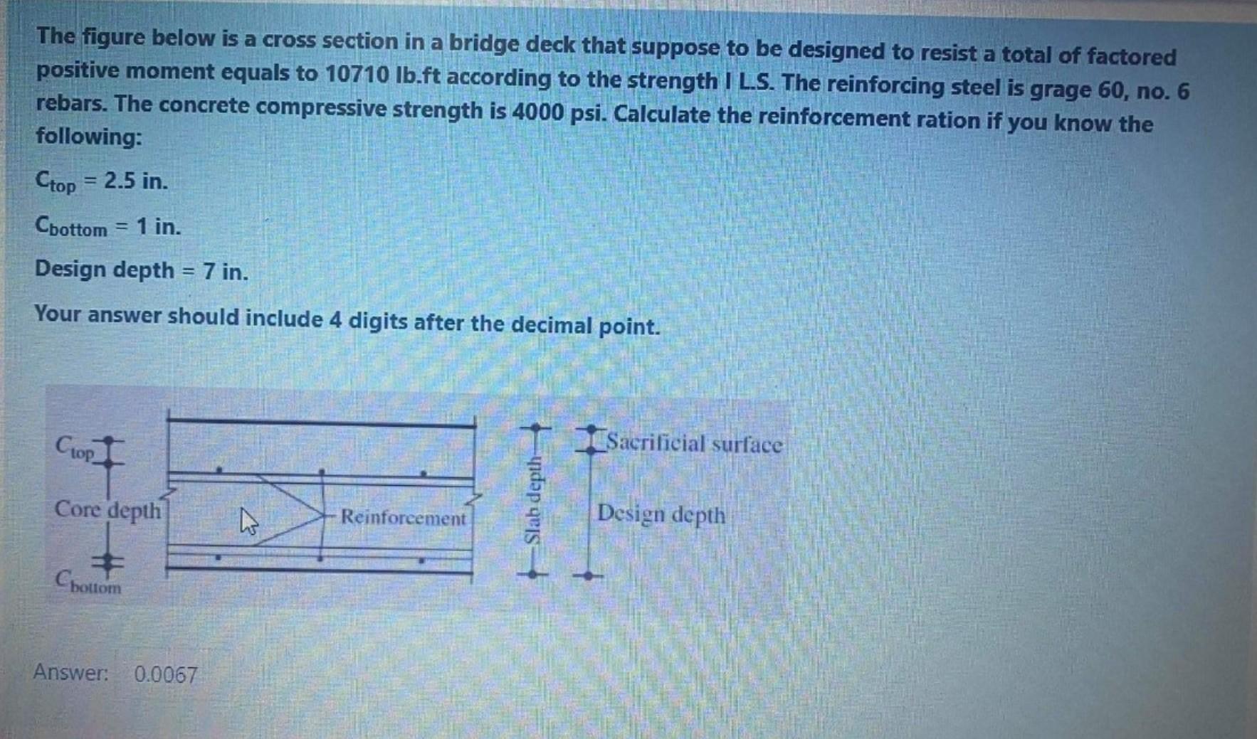Solved The figure below is a cross section in a bridge deck | Chegg.com