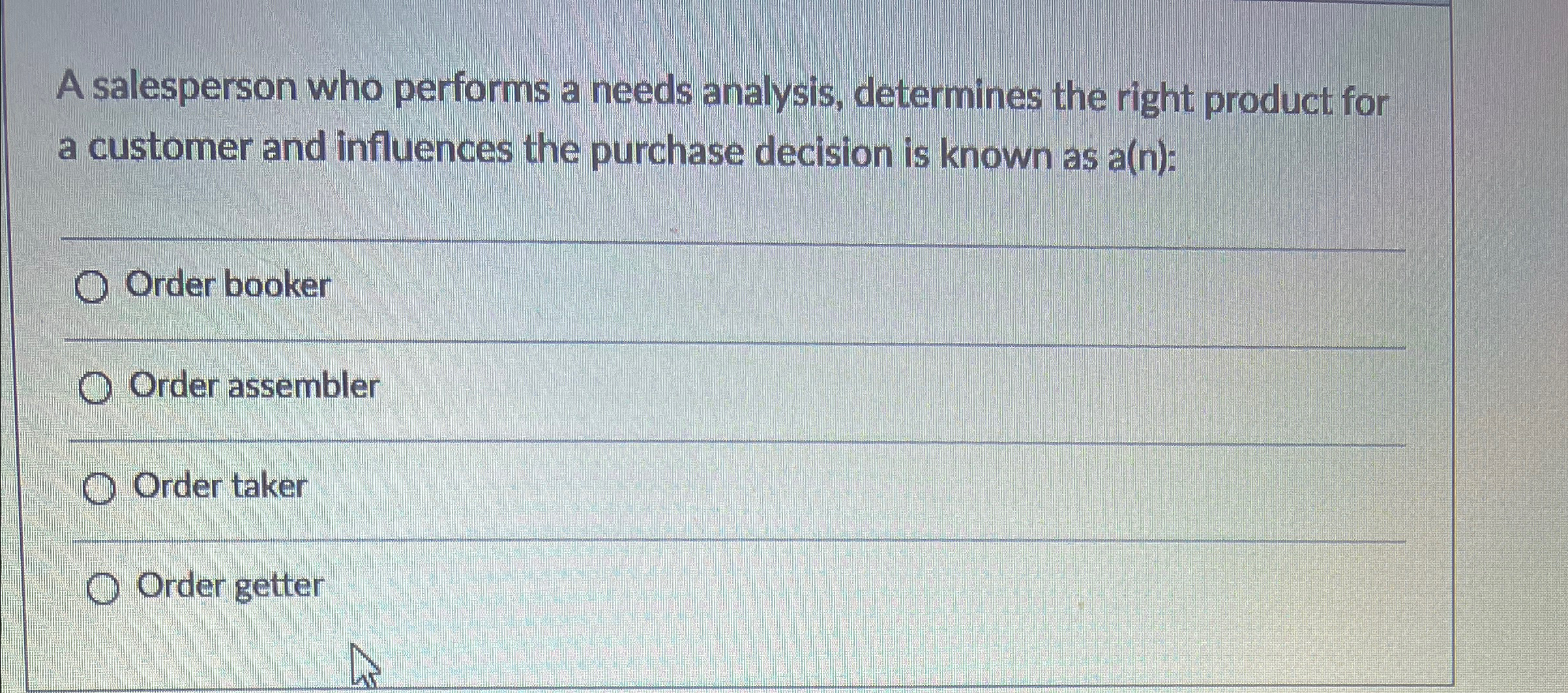 Solved A salesperson who performs a needs analysis, | Chegg.com