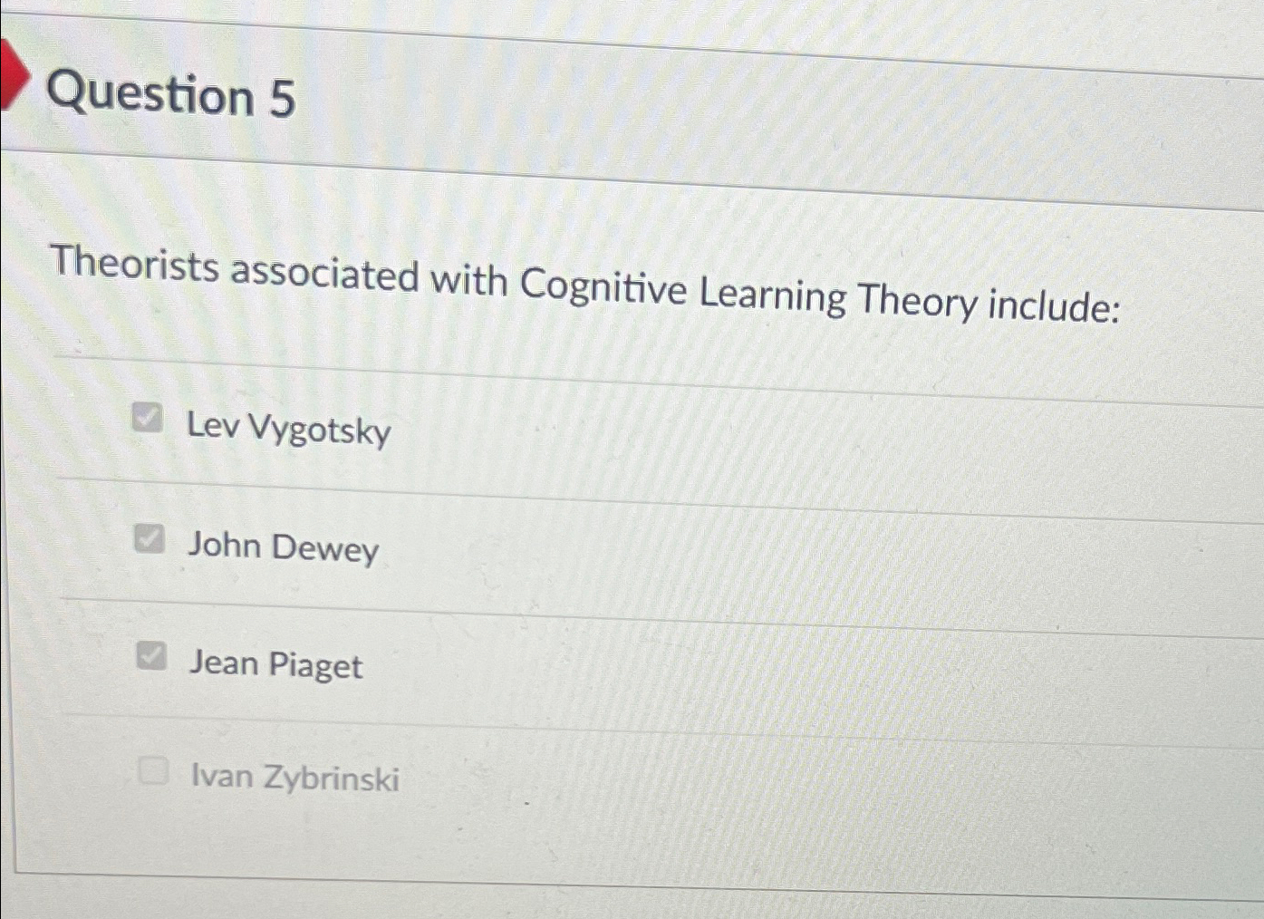 Solved Question 5Theorists associated with Cognitive Chegg