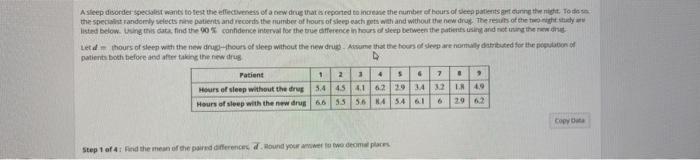 Solved Step 1 of 4: Find the mean of the paired differences, | Chegg.com