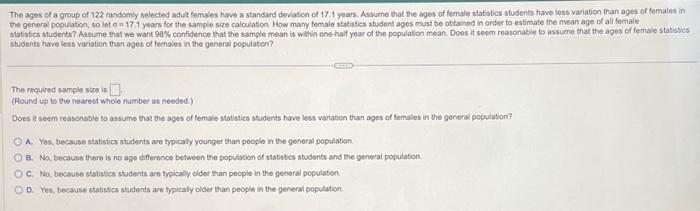 Solved The ages of a group of 122 randomly selected adit | Chegg.com