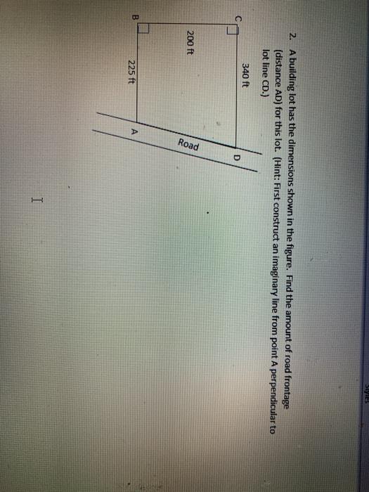 Solved SITIES 2. A building lot has the dimensions shown in | Chegg.com