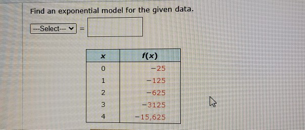 Solved Find an exponential model for the given data. | Chegg.com