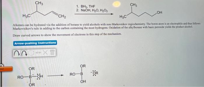 Solved =CH₂ CH3 1. BH3. THE CH3 2. NaOH, HO, H2O2 OH H3C H3C | Chegg.com