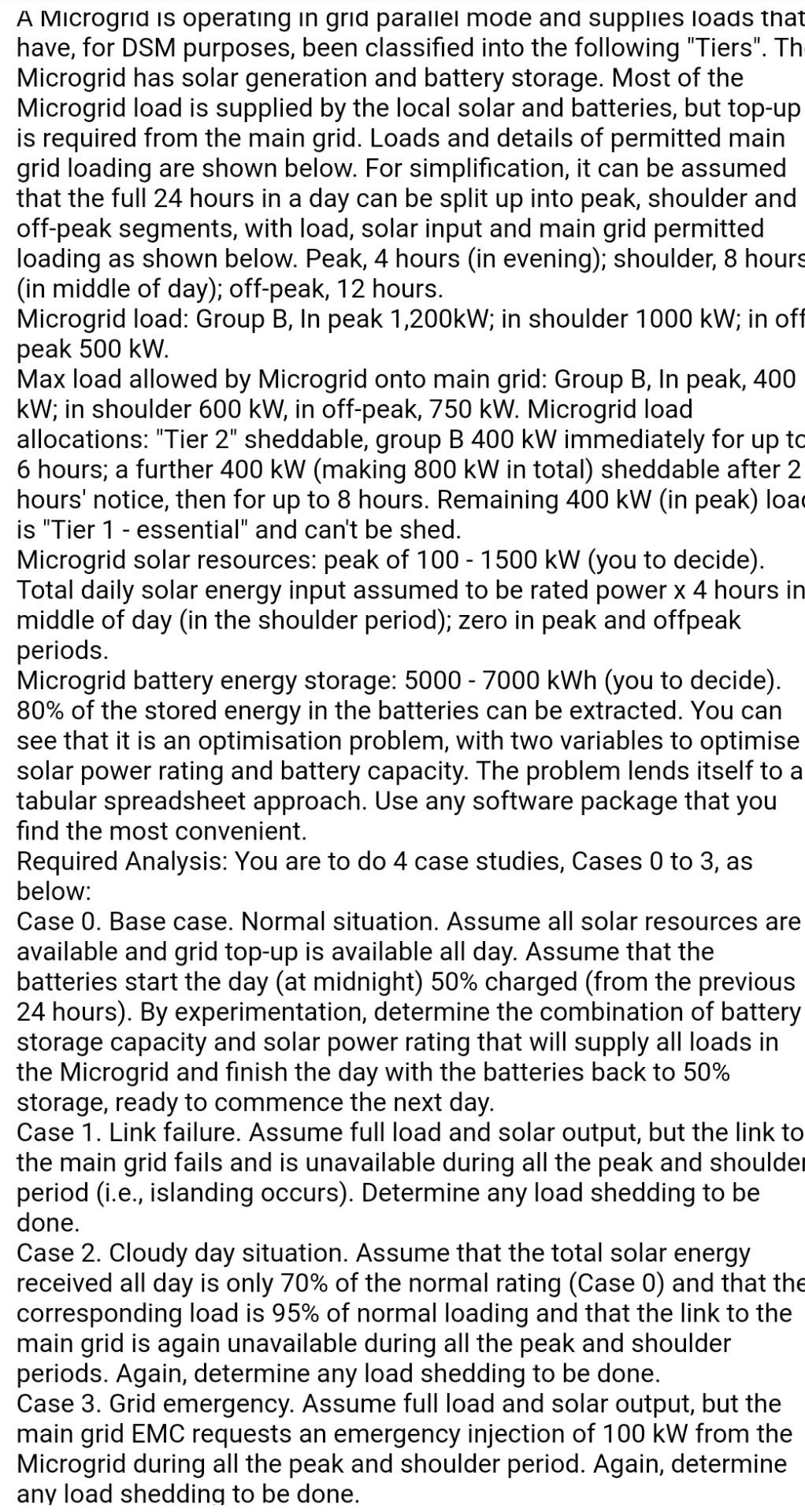 Solved A Microgrid is operating in grid parallel mode and | Chegg.com