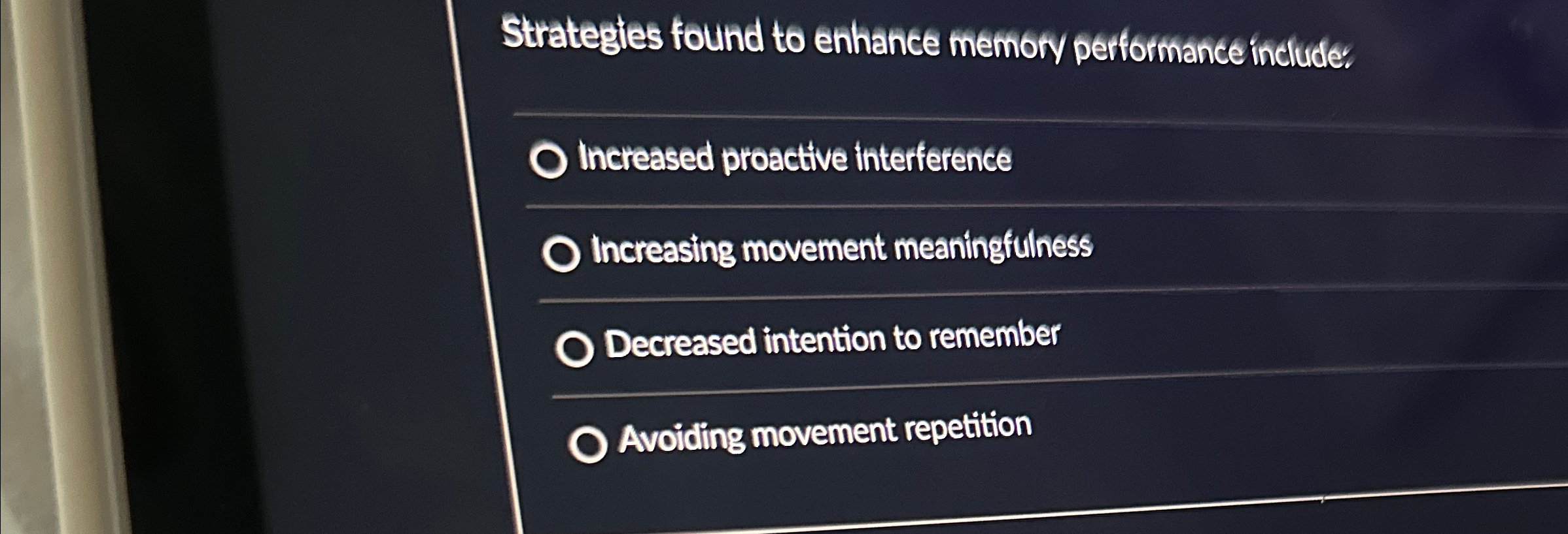 Solved Strategies found to enhance memory performance | Chegg.com