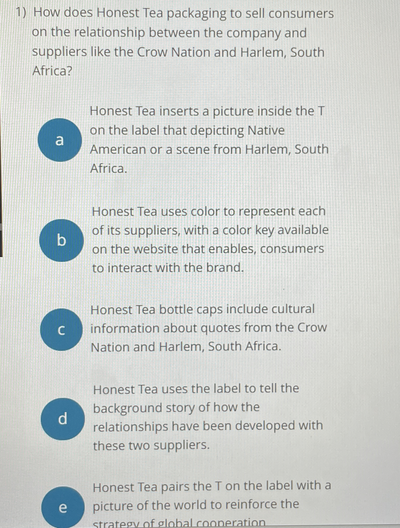 Solved How does Honest Tea packaging to sell consumers on | Chegg.com