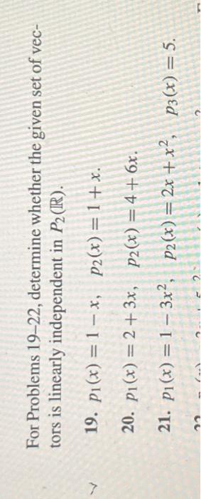 Solved For Problems 19-22, determine whether the given set | Chegg.com