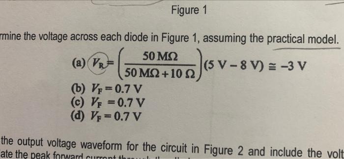 Figure 1 rmine the voltage across each diode in | Chegg.com