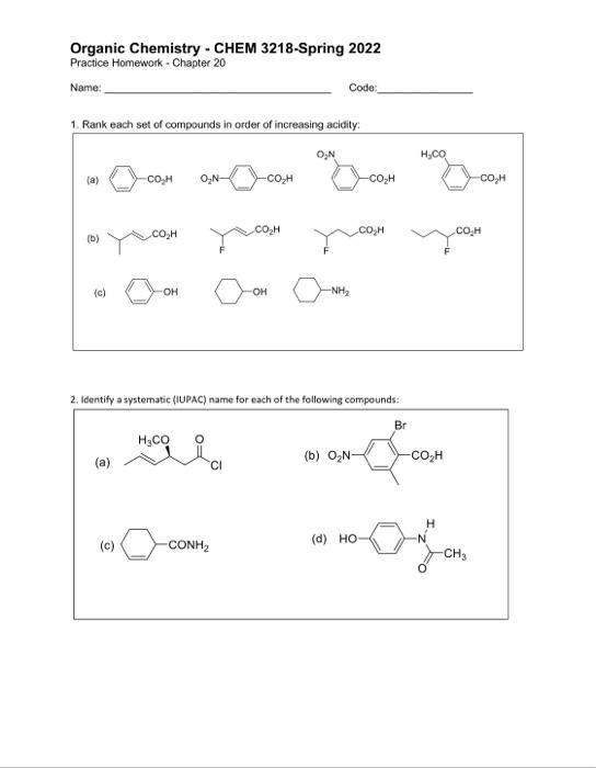 Solved Organic Chemistry - CHEM 3218-Spring 2022 Practice | Chegg.com