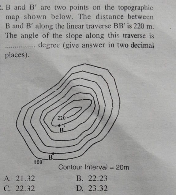 Solved 2. B And B' Are Two Points On The Topographic Map | Chegg.com