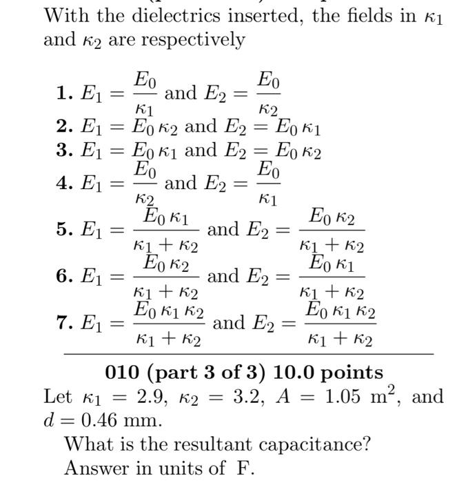 Solved A Parallel Plate Capacitor Has Capacitance C0, Plate 