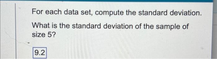 how to find the standard deviation of a data set example