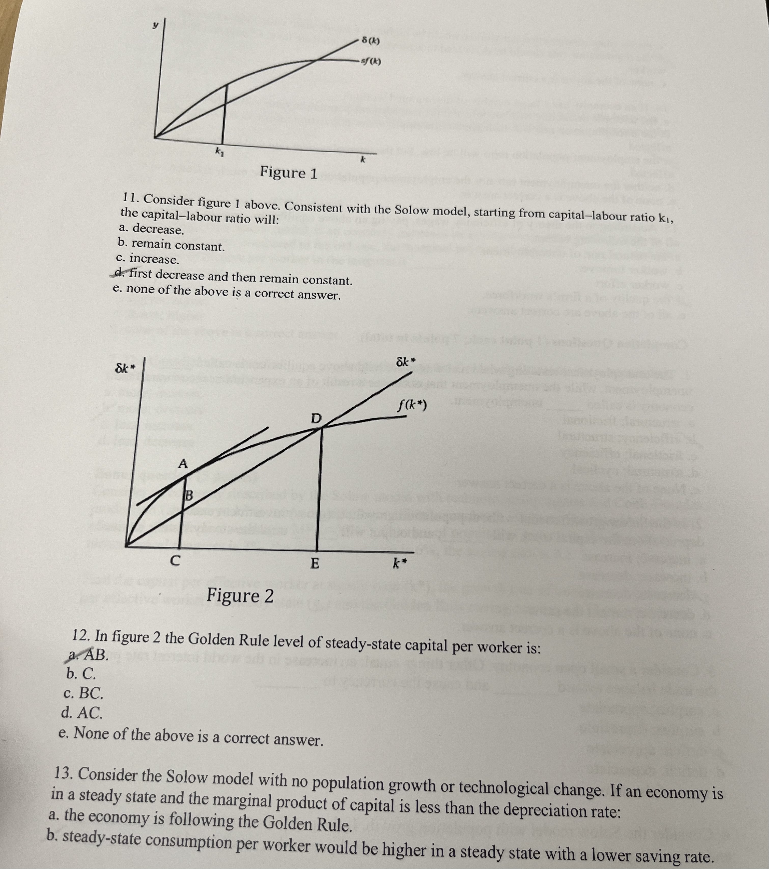 Solved Consider figure 1 ﻿above. Consistent with the Solow | Chegg.com