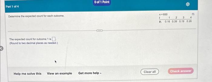 Solved Determine the expected oount for each oulcome. The | Chegg.com