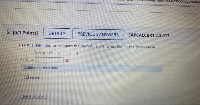 Solved Use This Definition To Compute The Derivative Of The | Chegg.com