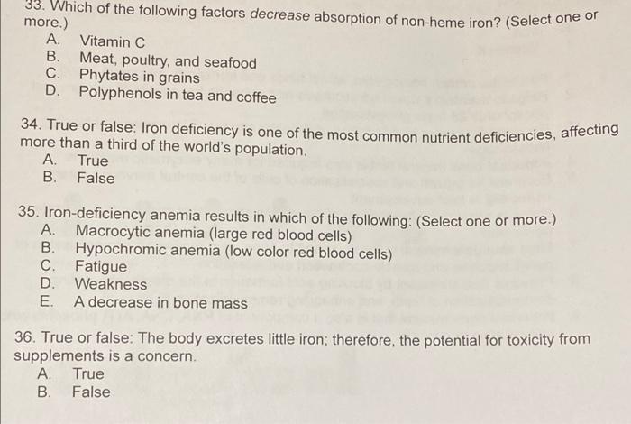 Solved 33. Which of the following factors decrease | Chegg.com