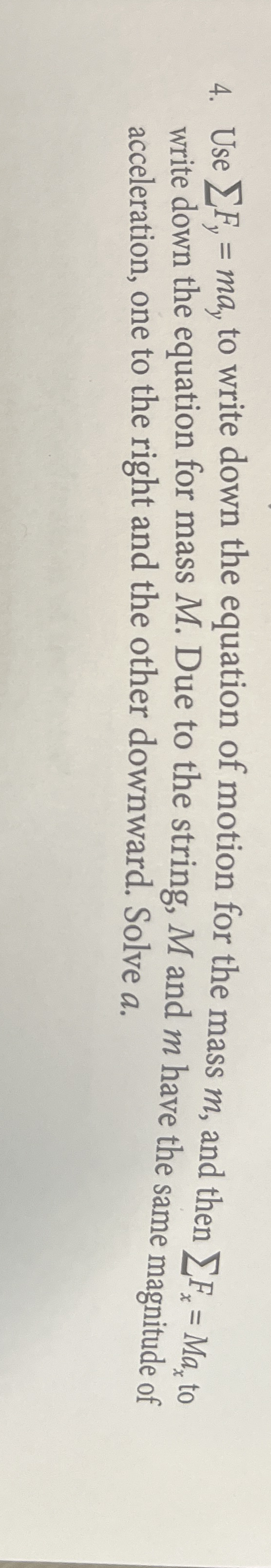 Solved Use ∑??Fy=may ﻿to write down the equation of motion | Chegg.com