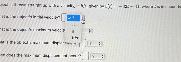 An object is thrown straight up with a velocity, in | Chegg.com