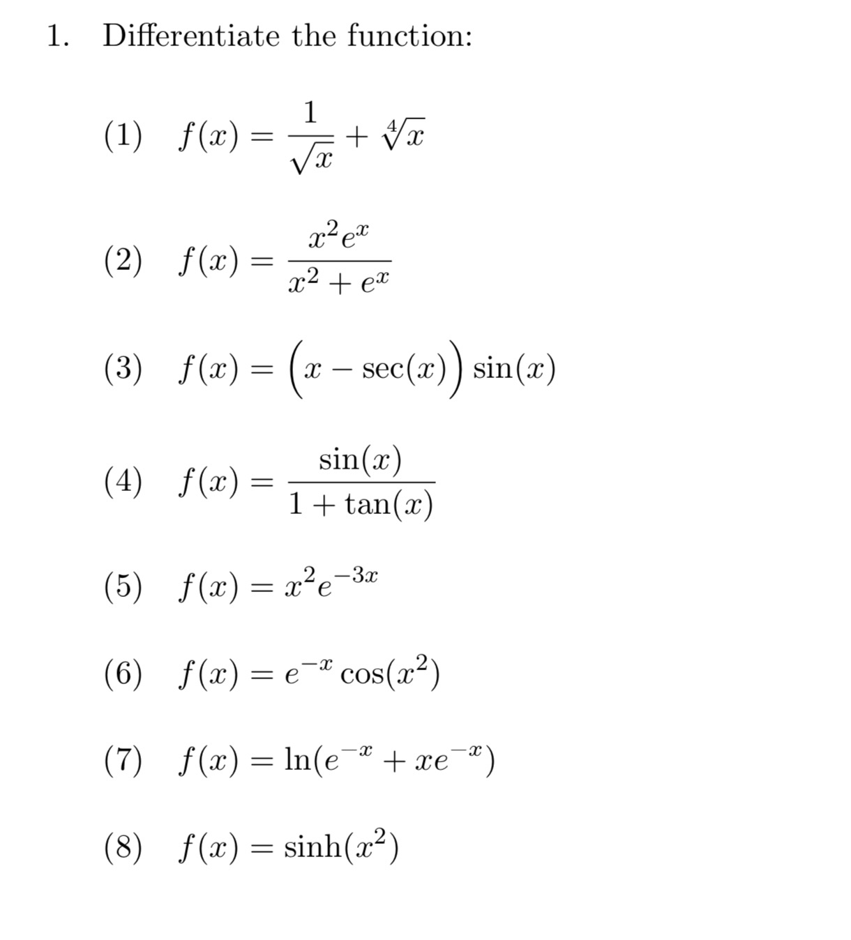 Solved Differentiate the | Chegg.com
