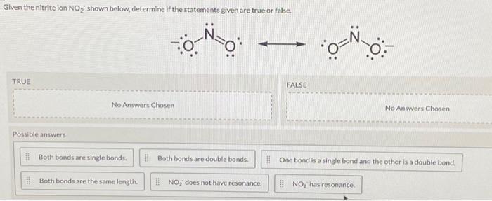 Given the nitrite ion NO₂ shown below, determine if | Chegg.com