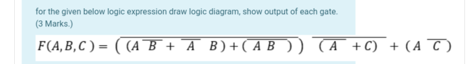 Solved for the given below logic expression draw logic | Chegg.com