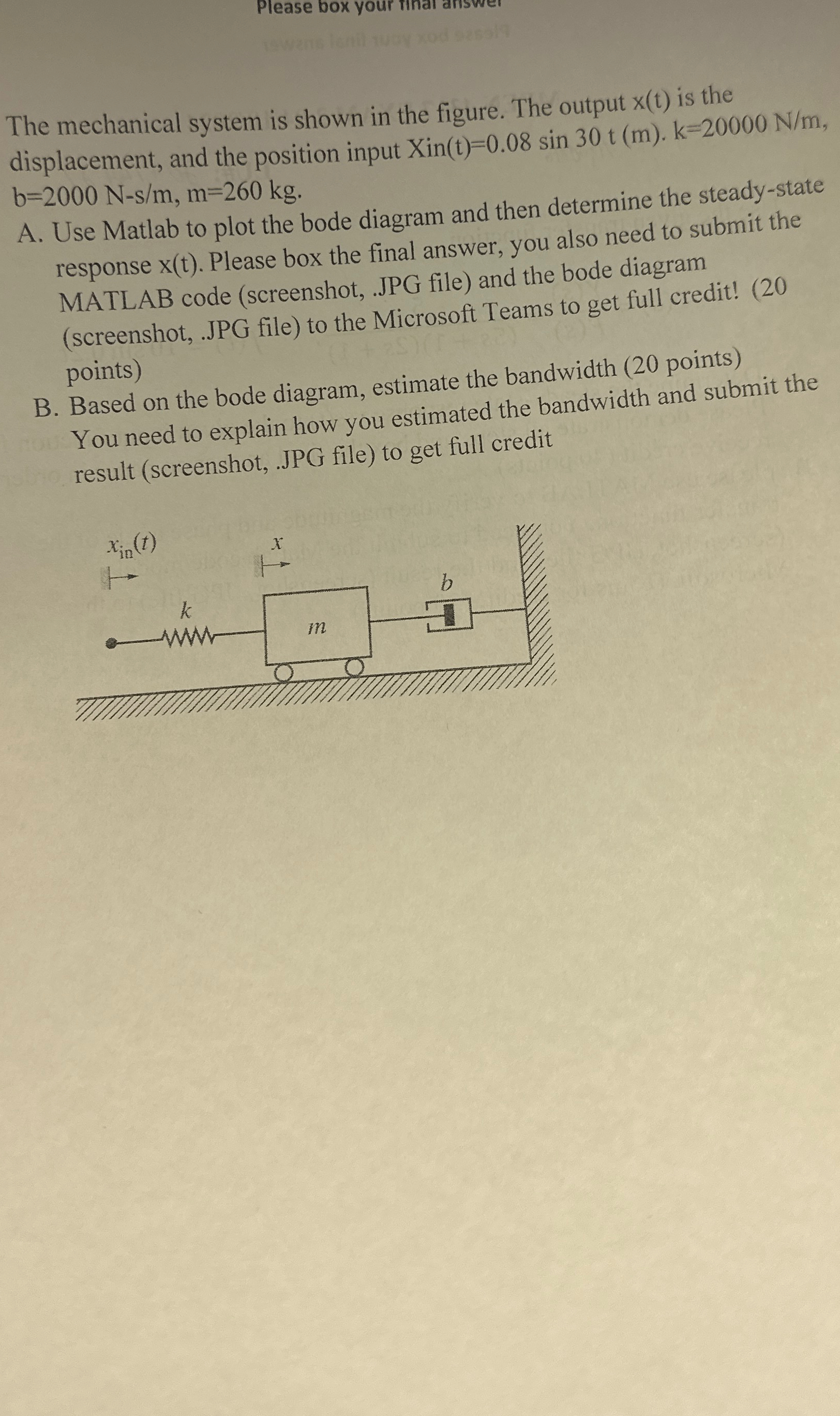 Solved The mechanical system is shown in the figure. The | Chegg.com