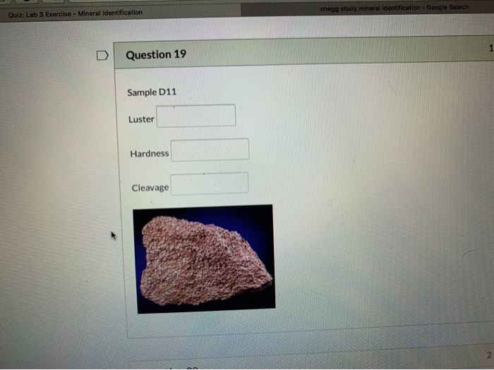 Solved Quiz Lab 3 Exercise Mineral identification chegg