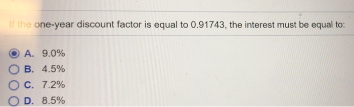 What Is The One Year Discount Factor At An Interest Rate Of 100 Per Year