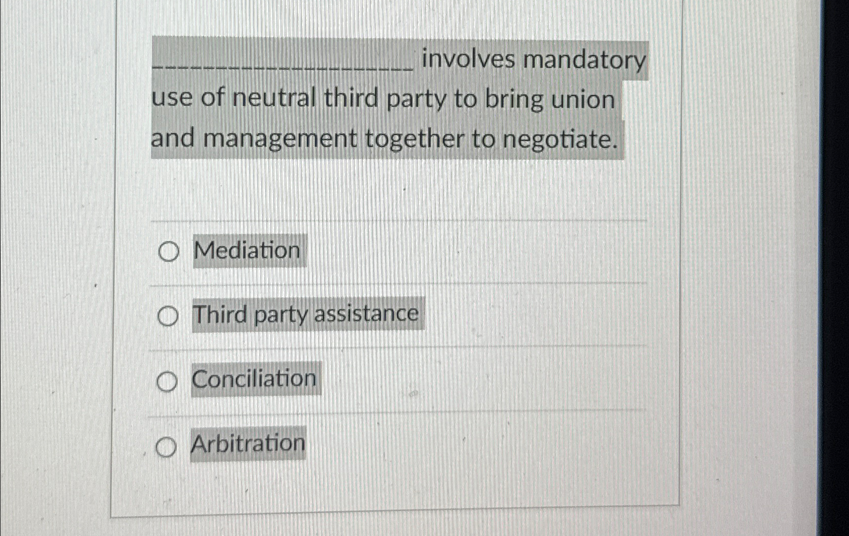 Solved ﻿involves mandatory use of neutral third party to | Chegg.com