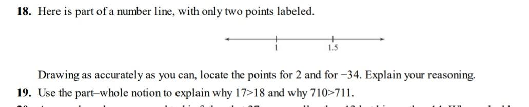 Solved 18. Here is part of a number line, with only two | Chegg.com