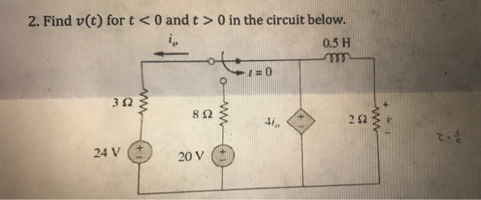Solved 2. Find v(t) for t 0 in the circuit | Chegg.com