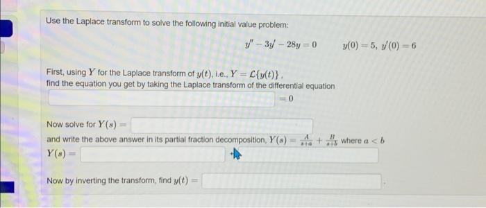 Solved Use the Laplace transform to solve the following | Chegg.com