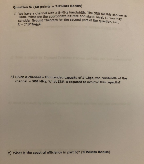 Solved Question 5: (10 points + 3 Points Bonus) MHz | Chegg.com