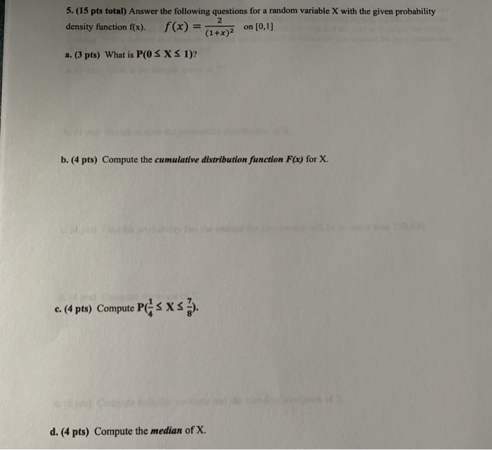 Solved 5. (15 pts total) Answer the following questions for | Chegg.com