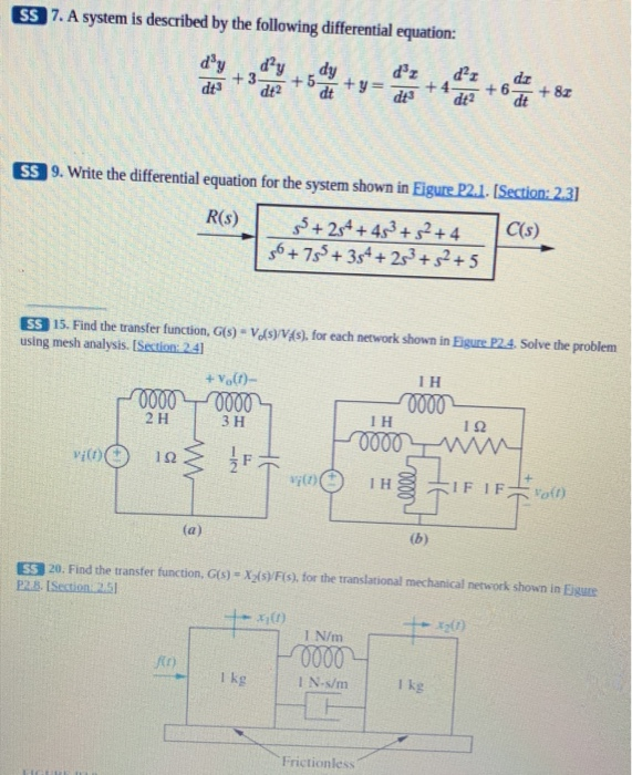 Solved SS 7. A system is described by the following | Chegg.com