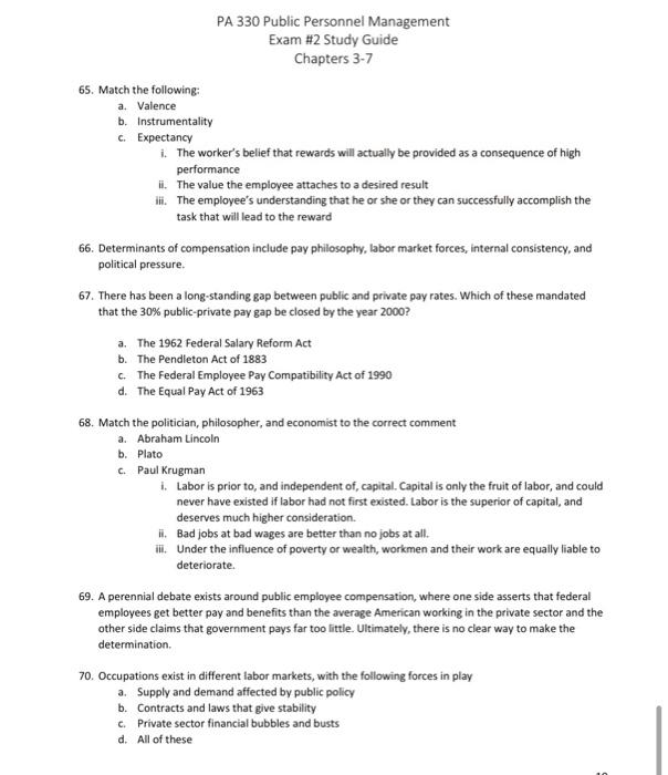 Solved PA 330 Public Personnel Management Exam \#2 Study | Chegg.com