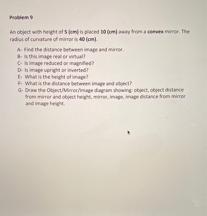 Solved Problem 9 An object with height of 5 (cm) is placed | Chegg.com