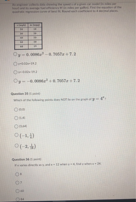 Solved An engineer collects data showing the speed 5 of a | Chegg.com